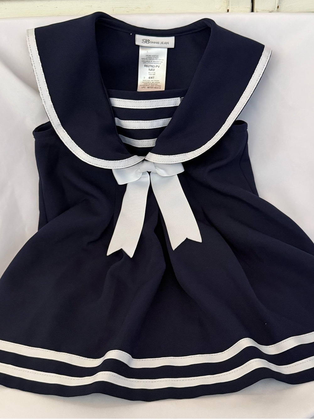 Bonnie Jean Navy and White Striped Sailor Nautical Dress